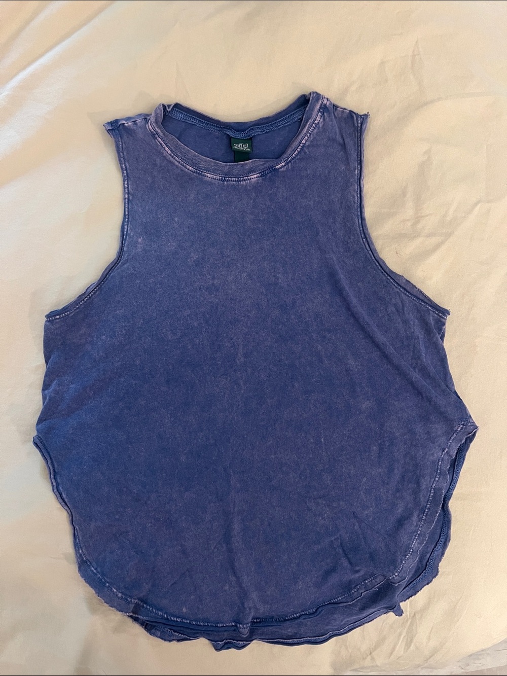 Wild Fable Washed Purple Muscle Tank Top With Raw Hem